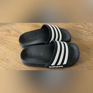 Adidas slides. Size 10. Worn once.  Black and white